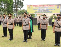 Foto Kapolres Muhammad Ikhwan Lazuardi Pimpin Upacara Sertijab