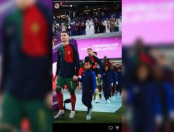 Foto Anak Indonesia jadi Pendamping Ronaldo saat Laga Portugal vs Ghana