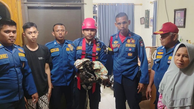 Foto Damkar Padang Lakukan Aksi Heroik Selamatkan Kucing Masuk Sumur