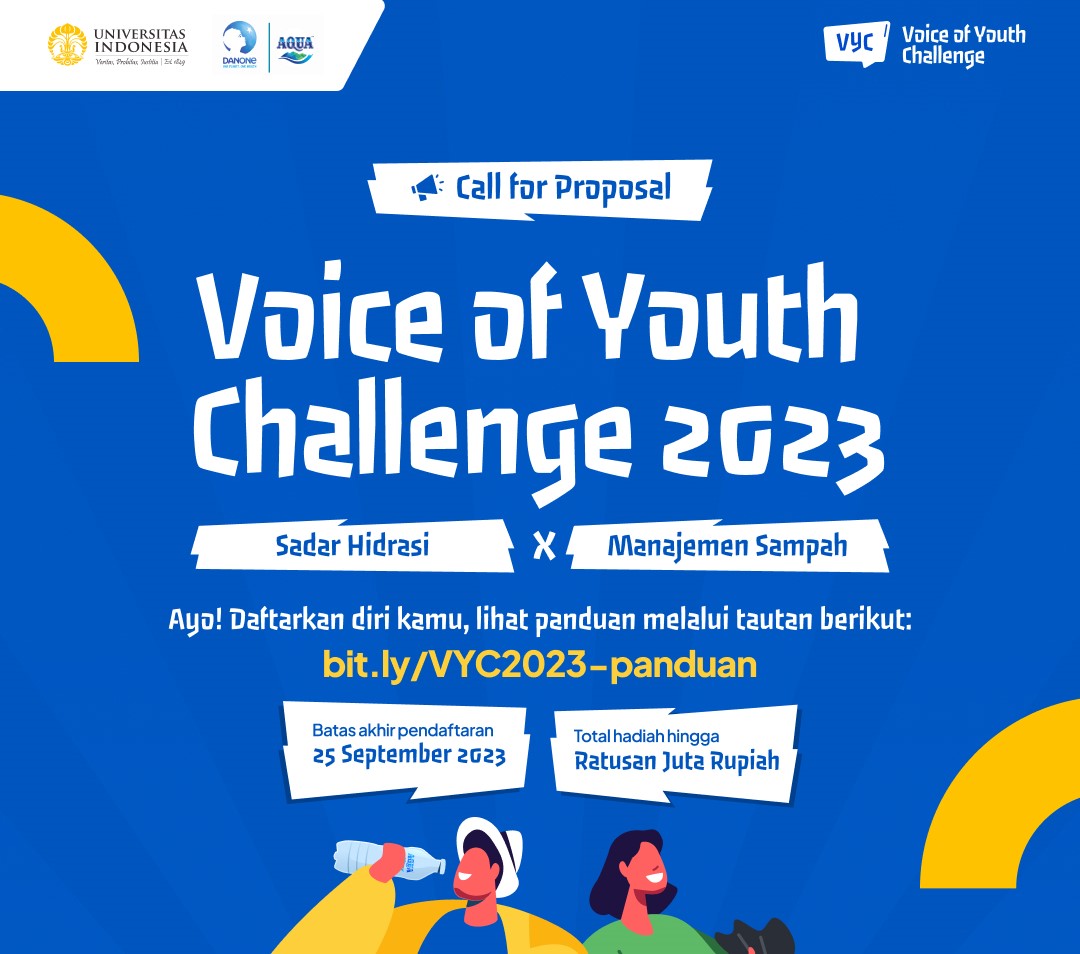 Foto Gandeng Danone-AQUA, UI Ajak Mahasiswa se-Indonesia Ikuti Kompetisi Voice of Youth Challenge 2023