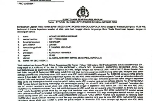 Foto Uang TC Porprov Diduga Dikorupsi, Pengurus Muathay Bengkalis Dilaporkan ke Polisi
