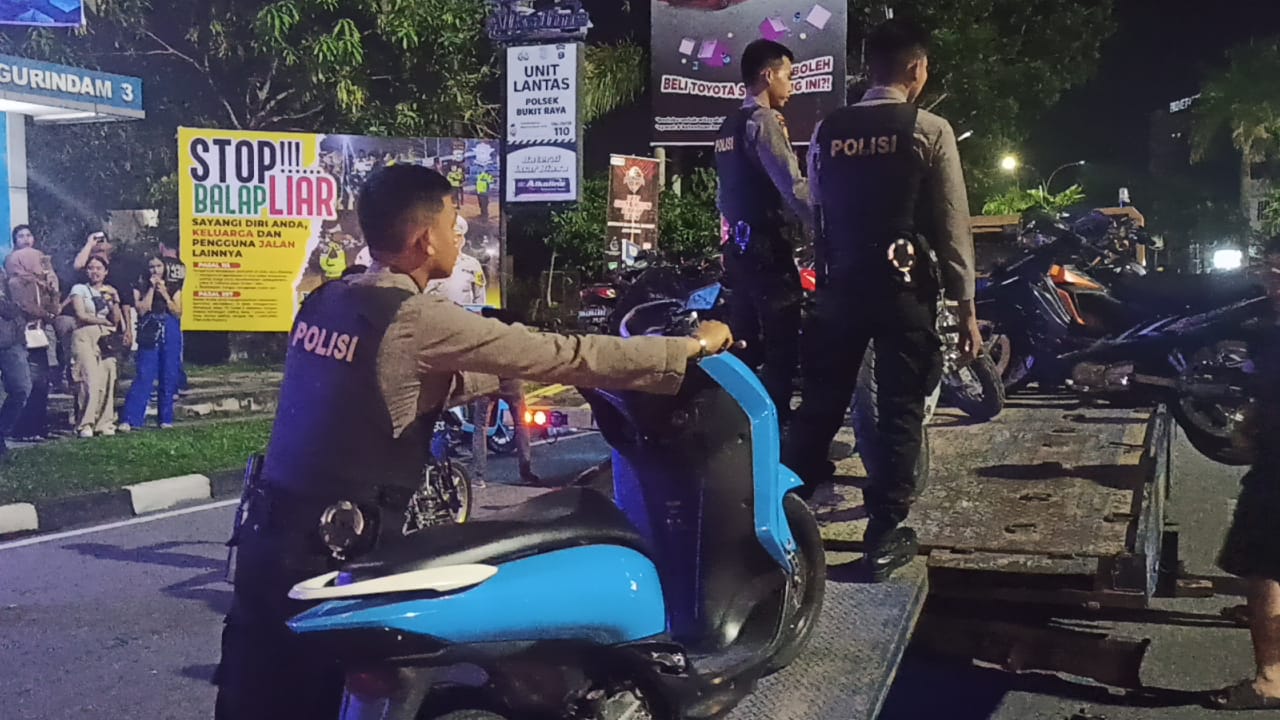 Foto 47 Motor Terjaring Razia Balap Liar dan Knalpot Brong di Pekanbaru