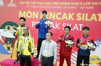 Muhammad Iqbal, pesilat binaan PT Semen Padang, berhasil meraih medali perunggu pada kejuaraan ASEAN Schools Games 2024 yang digelar pada 1-9 Juni 2024 di Vietnam.Ist