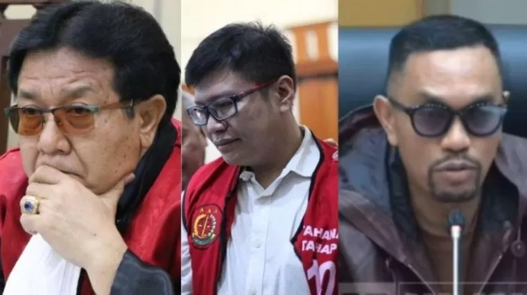 Kolase Hakim Ketua Erintuah Damanik, Ronald Tannur, dan Wakil Ketua Komisi III DPR Ahmad Sahroni. (Foto: Tribun Bengkulu)