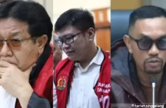 Kolase Hakim Ketua Erintuah Damanik, Ronald Tannur, dan Wakil Ketua Komisi III DPR Ahmad Sahroni. (Foto: Tribun Bengkulu)