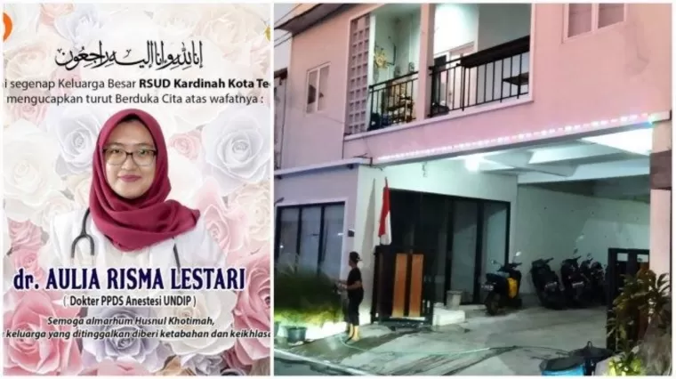 Seorang mahasiswi program pendidikan dokter spesialis Fakultas Kedokteran Universitas Diponegoro (UNDIP) ditemukan tewas di kamar kosnya pada Senin, 12 Agustus 2024 malam. (Foto: Tribunnews)