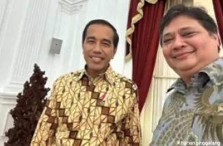 Jokowi bersama Airlangga Hartarto. (Foto: detik.com)