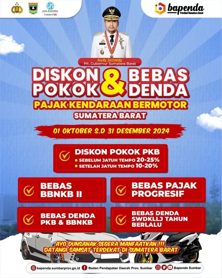 FOTO: Diskon pokok dan bebas denda pajak kendaraan bermotor Sumbar.