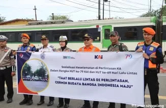 Humanis-KAI Divre II Sumbar bersama Polda Sumbar Gelar Sosialisasi Keselamatan di Perlintasan KA serta Operasi Tilang di Tempat di Stasiun Simpang Haru, Kota Padang.Ist