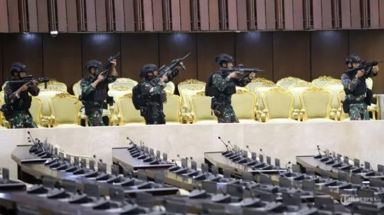 Gladi persiapan pelantikan Presiden terpilih. (Foto: Tribun Batam)