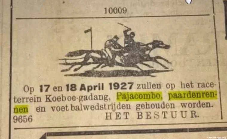 Iklan pacu kuda seperti 1927 ini sudah muncul sejak 1922