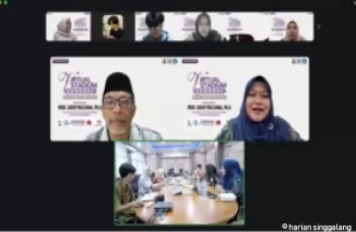 Prof Deddy Mulyana menjadi narasumber dalam webinar bertajuk "Kredibilitas dan Kompetensi Antarbudaya untuk Sukses di Dunia Kerja", Rabu (23/10) dalam rangka HUT ke 17 Departemen Ilmu Komunikasi FISIP Universitas Andalas. (ist)