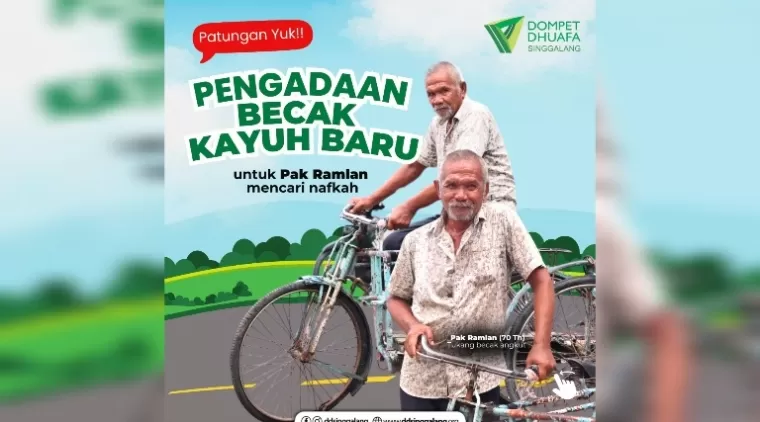 Bantu Pak Ramlan Mendapatkan Becak Sepeda Angkut Barang Baru