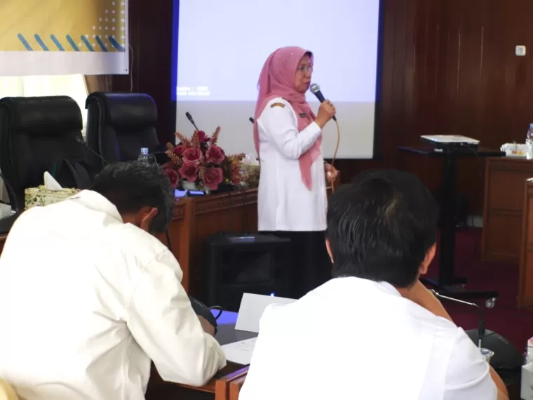 Kepala Disperkimtan Sumbar, Rifda Suriani memberikan penjelasan terkait digitalisasi rumah warga rawan bencana pada TTX 2024 di Bukittinggi.ist