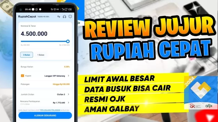 Perbandingan bunga pinjol RupiahCepat dan FinPlus. (Foto: YouTube Muhamad Ardin)