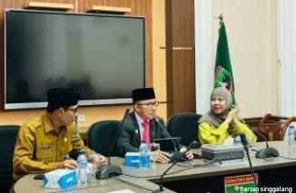 Pj Sekda Prov Sumbar, Yosarwadi, dan ketua IMLF, memimpin rapat persiapan IMLF bersama SKPD/ OPD, Bank Indonesia, Bank Nagari, UPT Perpustakaan Bung Hatta,